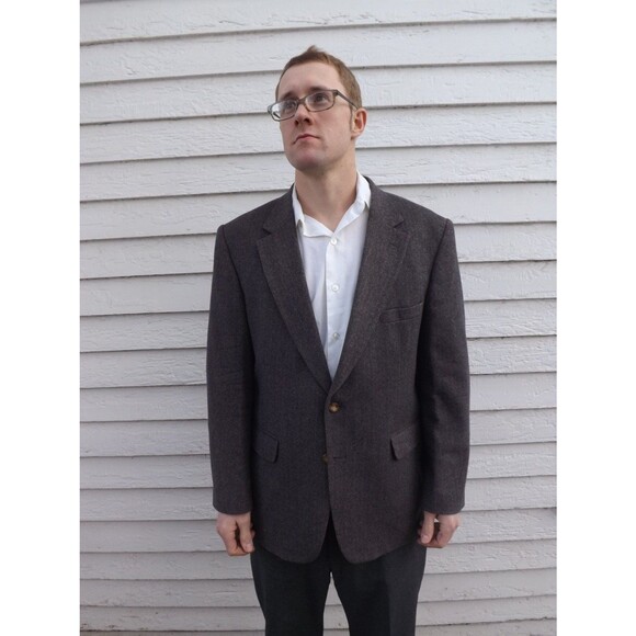 Trotters Club Mens Herringbone Jacket Sport Coat Vintage 46 R - Picture 1 of 5